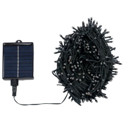 Aigostar - LED solcellsdriven julslinga 500 LED/8 funktioner 52 m IP65 kallvit 1200 mAh