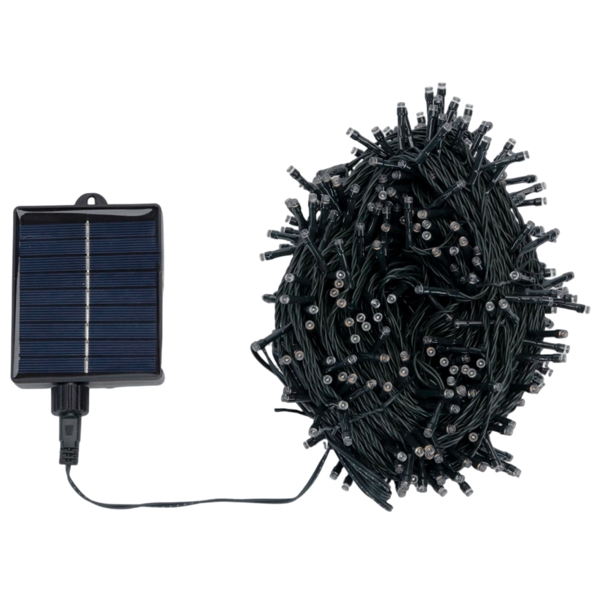 Aigostar - LED solcellsdriven julslinga 500 LED/8 funktioner 52 m IP65 kallvit 1200 mAh