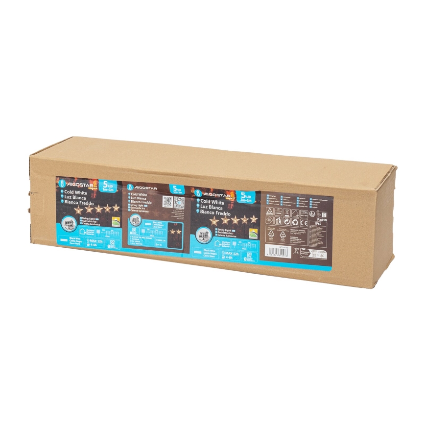 Aigostar - LED Solcellsljusstake för jul LED/0,054W/1,2V 1m IP65 800 mAh kallvit