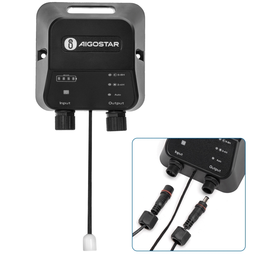 Aigostar - LED solcellslampa 2×LED/70W/12V 12000 mAh 6500K IP65 Ø 12 cm + fjärrkontroll