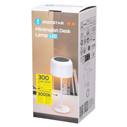 Aigostar - LED Solcellslampa med dimmer, uppladdningsbar bordslampa LED/3W/5V 2200mAh vit IP54