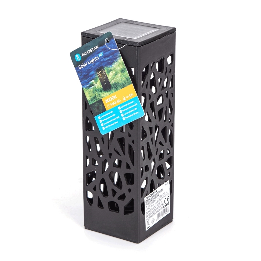 Aigostar - LED-solcellslampa LED/0,006W/1,2V 100 mAh 28,5 cm svart 3000K IP44