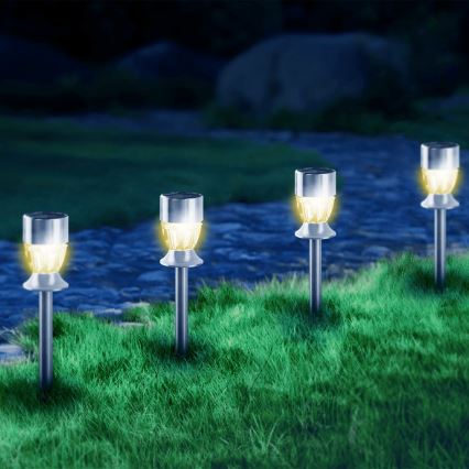 Aigostar - LED Solarlampa LED/0,006W/1,2V 35,5 cm matt krom 2700K IP44 100 mAh