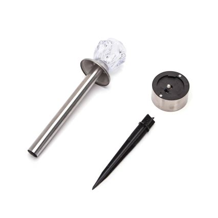 Aigostar - LED Solarlampa LED/0,006W/1,2V 35,5 cm matt krom 2700K IP44 100 mAh