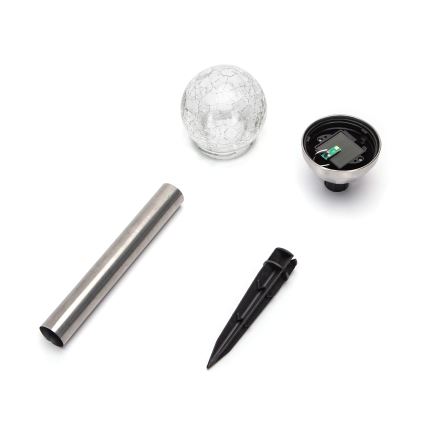 Aigostar - LED solcellslampa LED/0,006W/1,2V 37,8cm matt krom 2700K IP44 100 mAh