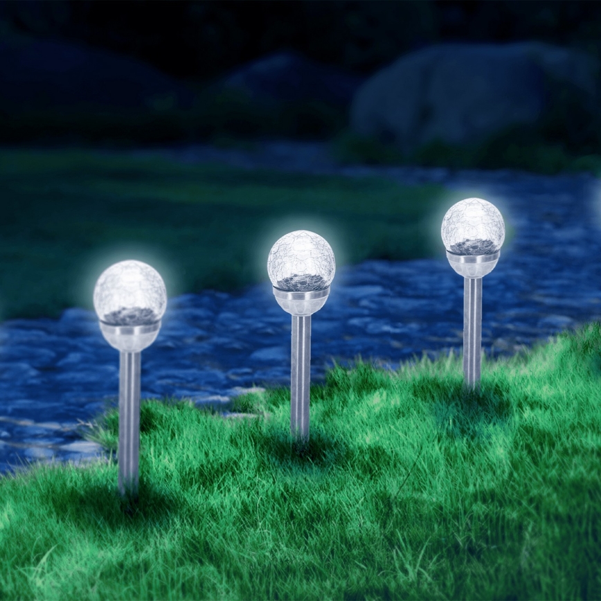 Aigostar - LED Solarlampa LED/0,006W/1,2V 37,8 cm matt krom 6500K IP44 100 mAh