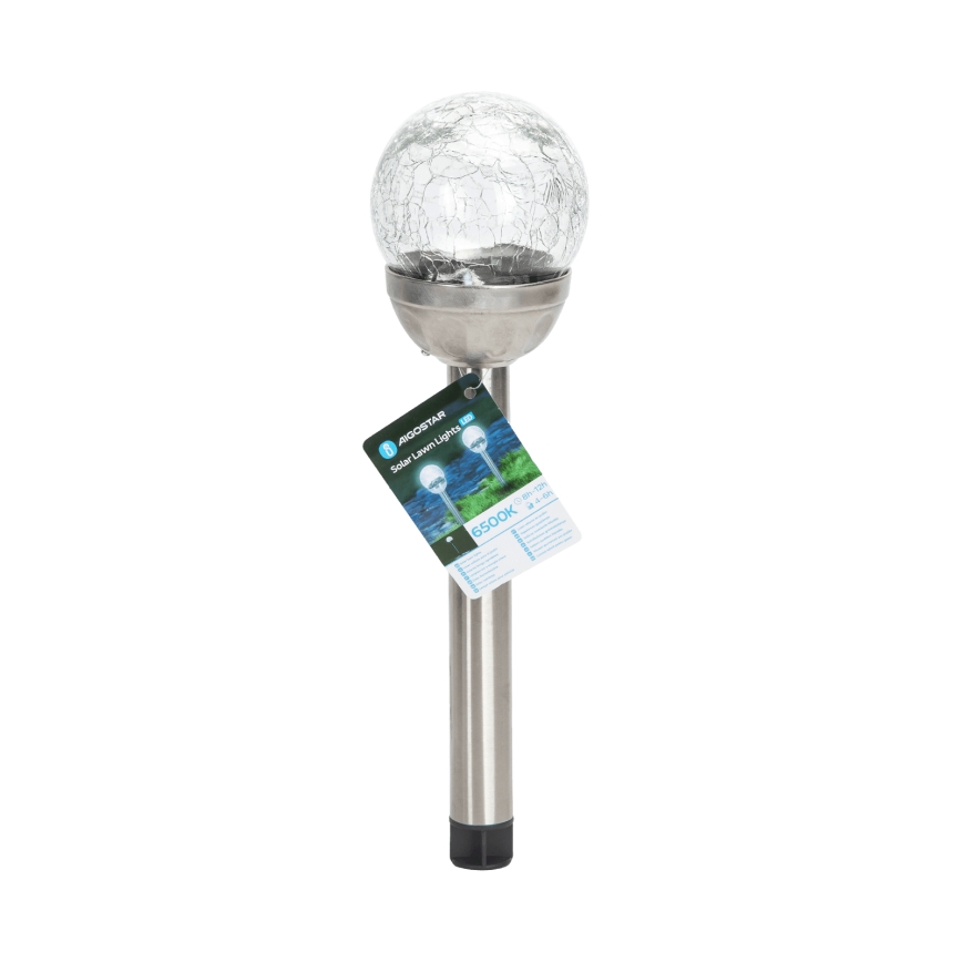 Aigostar - LED Solarlampa LED/0,006W/1,2V 37,8 cm matt krom 6500K IP44 100 mAh