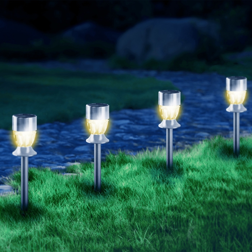 Aigostar - LED solcellslampa LED/1,2 lm/1,2 V 35,5 cm matt krom 2700 K IP44 100 mAh