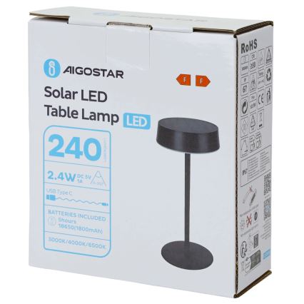 Aigostar - LED-solcellslampa LED/2,4W/5V IP44 1800 mAh