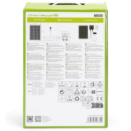 Aigostar - LED-solcellslampa LED/70W/12V 6000 mAh 6500K IP65 Ø 20,5 cm + fjärrkontroll