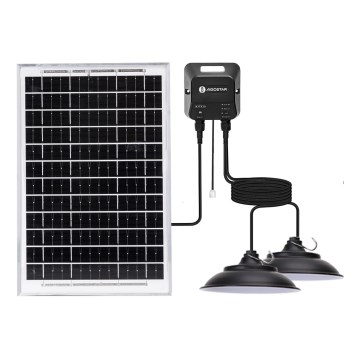 Aigostar - LED-solcellslampa med sensor, 2x LED / 35 W / 12 V, 6000 mAh, 6500 K, IP65, Ø 15 cm + fjärrkontroll