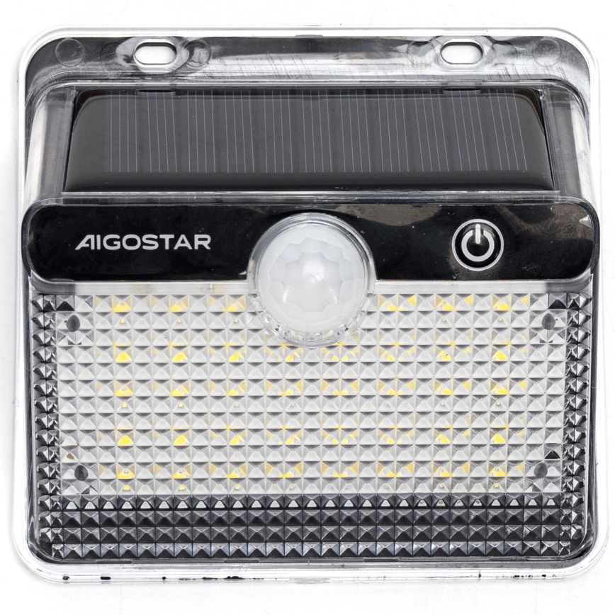 Aigostar - LED solcellslampa med sensor, 3,7 V, 6500 K, 1200 mAh, IP65, svart
