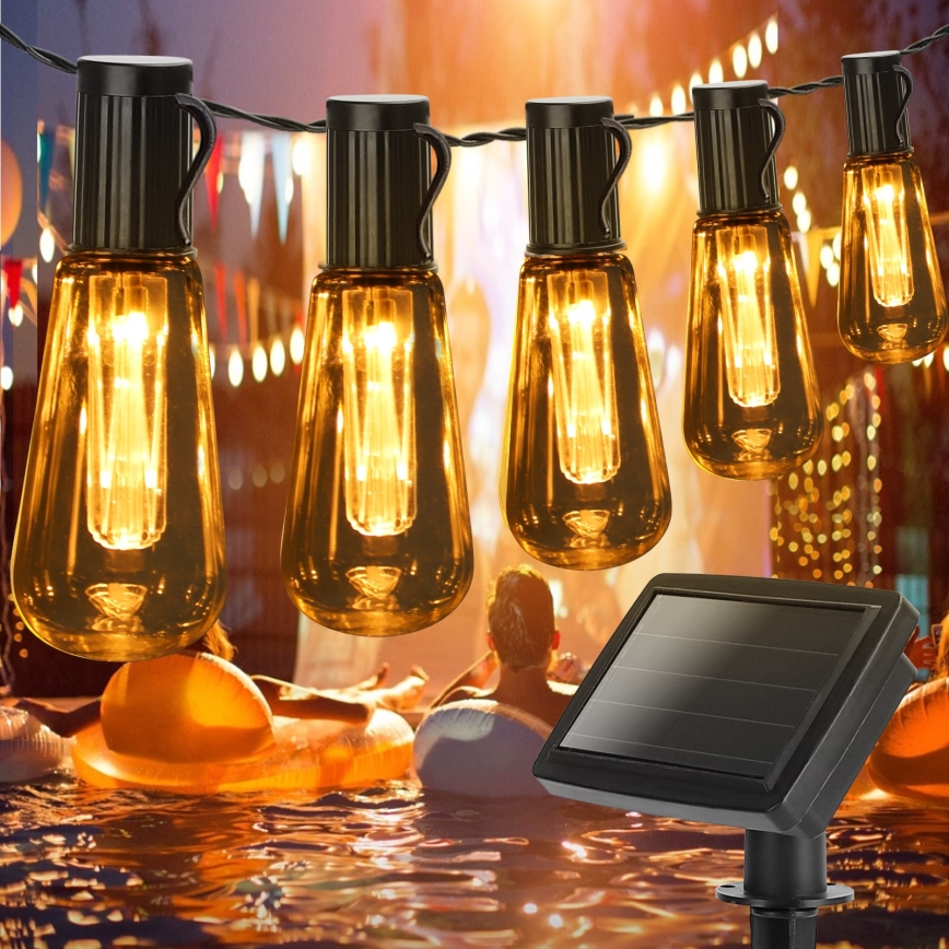Aigostar - LED Solcellslinga 10xLED/3,8m IP44 varm vit