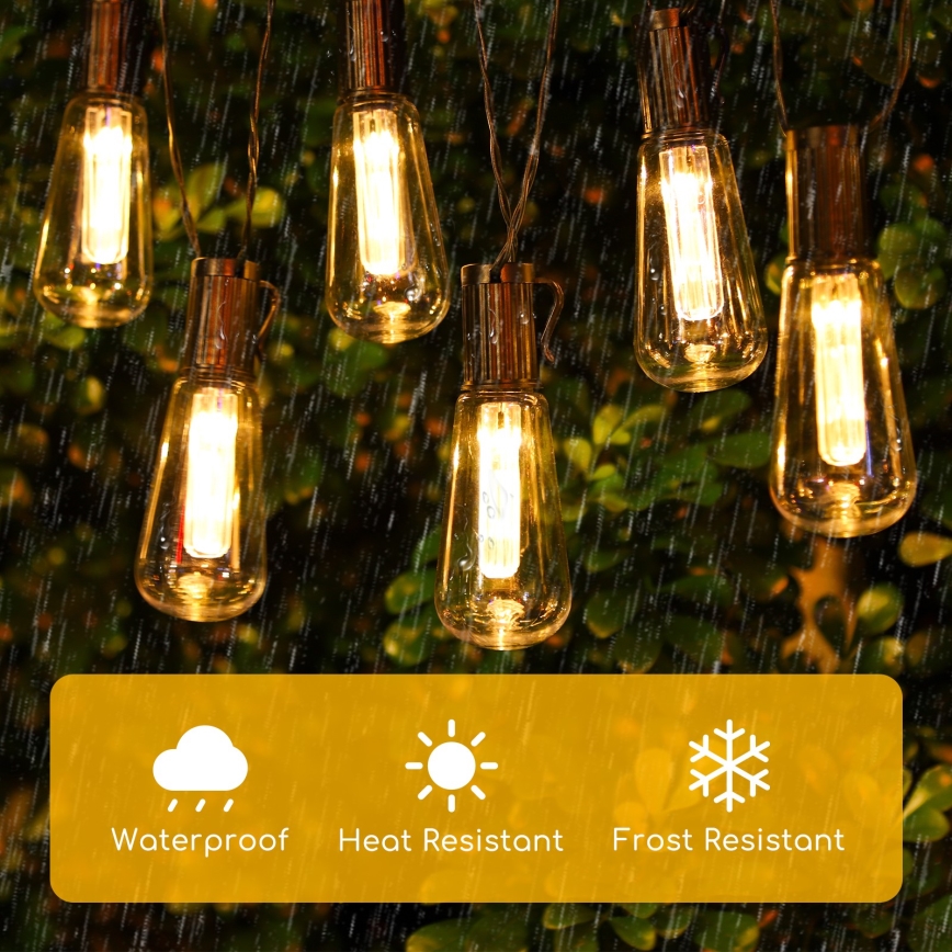 Aigostar - LED Solcellslinga 10xLED/3,8m IP44 varm vit