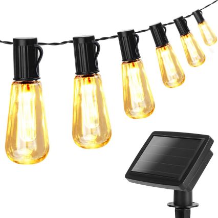 Aigostar - LED Solcellslinga 10xLED/3,8m IP44 varm vit