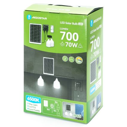 Aigostar - LED solarlampa 2xLED/35W/12V 6000 mAh 6500K IP65 Ø 10 cm + fjärrkontroll