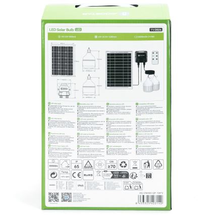 Aigostar - LED solarlampa 2xLED/35W/12V 6000 mAh 6500K IP65 Ø 10 cm + fjärrkontroll