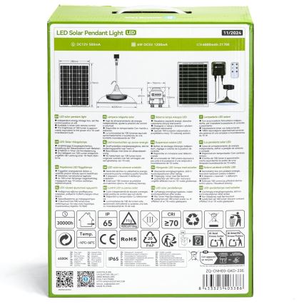 Aigostar - LED solcellslampa LED/70W/12V 6000 mAh 6500K IP65 Ø 23,5 cm + fjärrkontroll