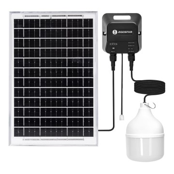 Aigostar - LED solcellsljuskrona LED/70W/12V 6000 mAh 6500K diameter 12 cm + fjärrkontroll