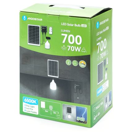 Aigostar - LED solcellsljuskrona LED/70W/12V 6000 mAh 6500K diameter 12 cm + fjärrkontroll