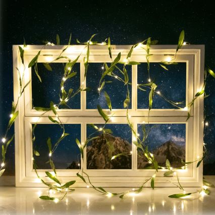 Aigostar - LED solcellsljusslinga 100xLED/12m IP65 300 mAh varmvit oliv