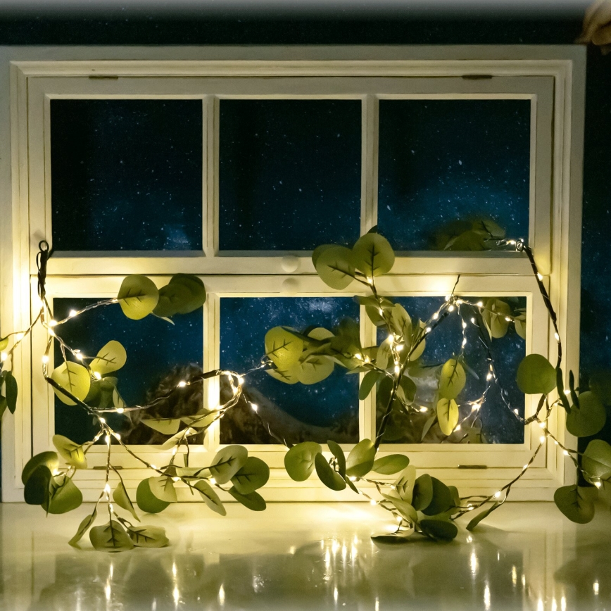 Aigostar - LED Solcellsljusslinga 110xLED/4m IP65 300 mAh varmvit eukalyptus