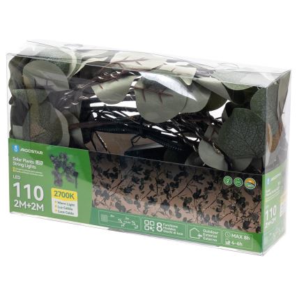 Aigostar - LED Solcellsljusslinga 110xLED/4m IP65 300 mAh varmvit eukalyptus