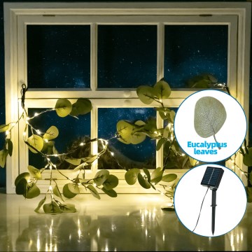 Aigostar - LED Solcellsljusslinga 110xLED/4m IP65 300 mAh varmvit eukalyptus
