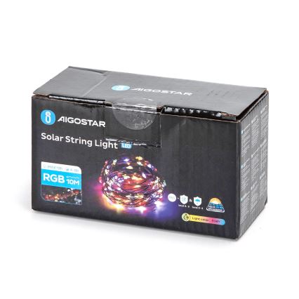Aigostar - LED solcellsljusslinga LED/8 funktioner 12m 800 mAh IP65 800 mAh multicolor