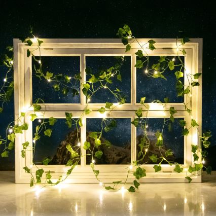 Aigostar - LED solcellsljusslinga 50xLED/7m IP65 300 mAh varmvit murgröna