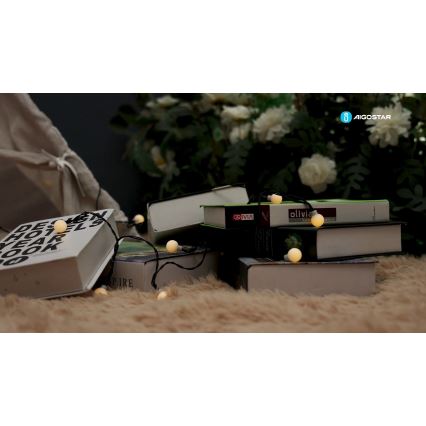 Aigostar - LED solcellsljusslinga 50xLED/8 funktioner 12m IP65 800 mAh varmvit