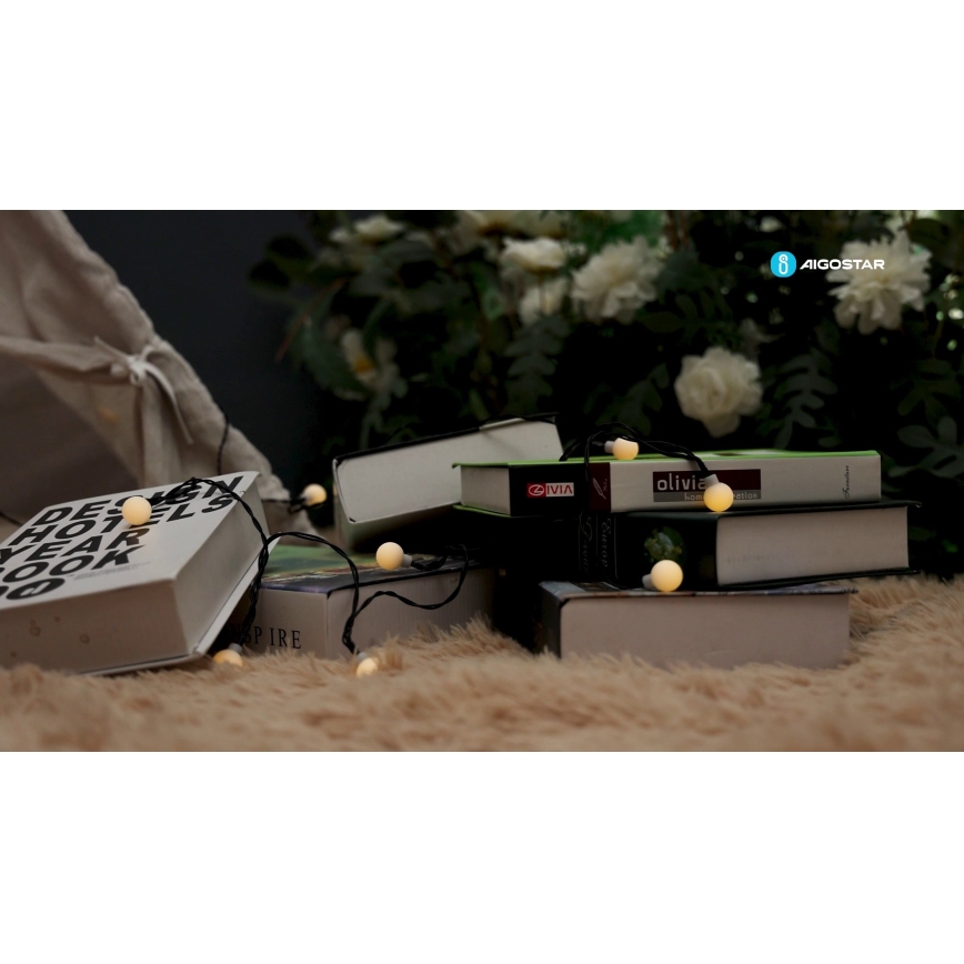 Aigostar - LED solcellsljusslinga 50xLED/8 funktioner 12m IP65 800 mAh varmvit