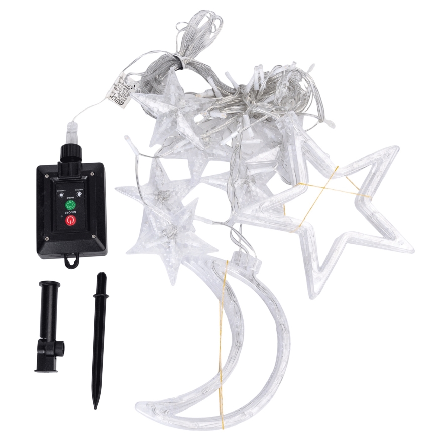Aigostar - LED solcellsdriven julslinga 120xLED/8 funktioner 3x0,6m 500 mAh IP65 varmvit