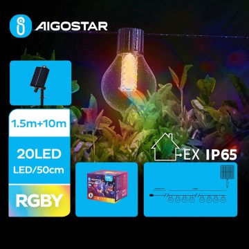 Aigostar - LED solcellsljusslinga för jul 20xLED/8 funktioner 11,5m IP65 multicolor
