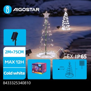 Aigostar - LED Solcellsljusslinga för juldekoration LED/0,26W/3,7V 75cm IP65 500 mAh kallvit