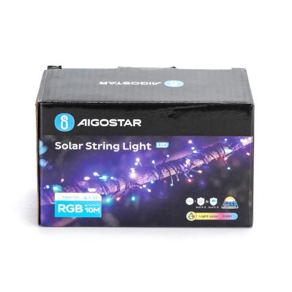 Aigostar - LED-solcellsslinga 100 LED/8 funktioner 12 m IP65 flerfärgad