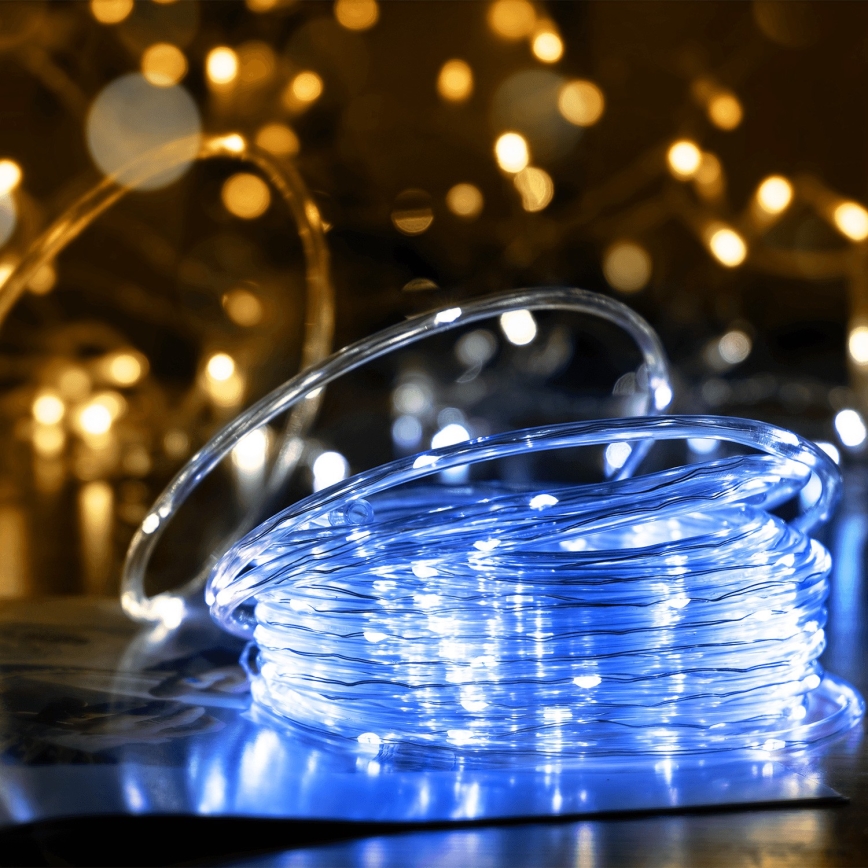 Aigostar - LED-solcellsslinga 100xLED/8 funktioner 12m IP65 kallvit 800 mAh