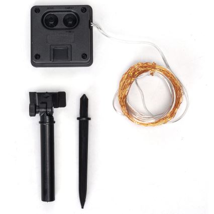Aigostar - LED-solcellsslinga, 100 LED, 8 funktioner, 12 m, IP65, 800 mAh, kallvit