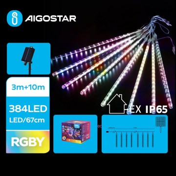 Aigostar - LED solcellsslinga 384xLED/13m IP65 1200 mAh flerfärgad