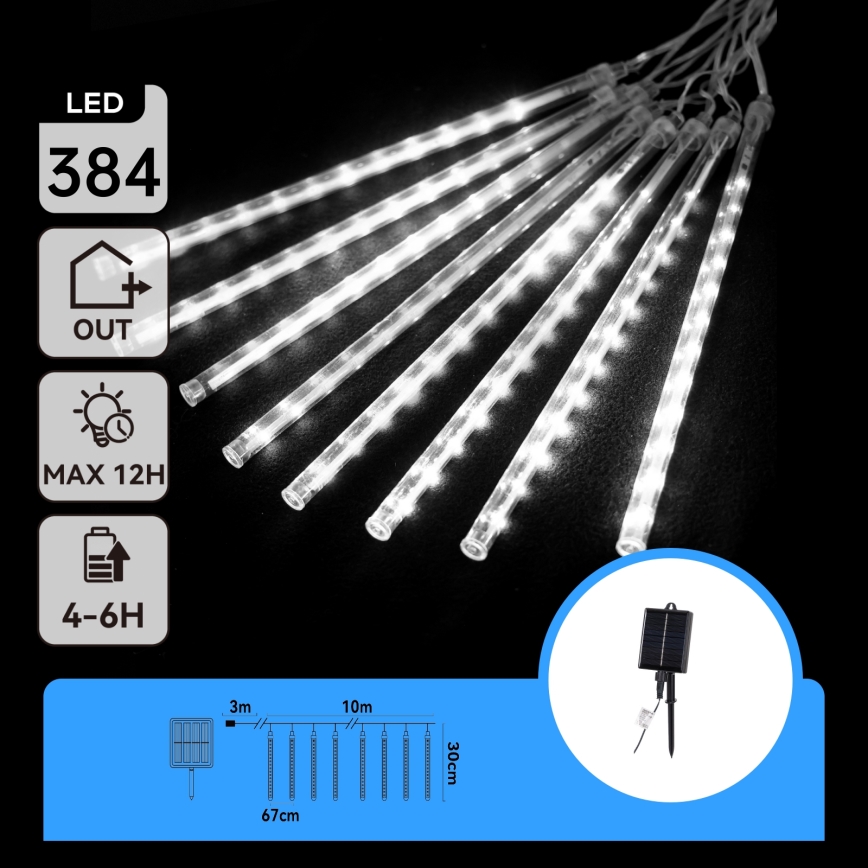Aigostar - LED solcellsslinga 384xLED/13m IP65 1200 mAh kallvit