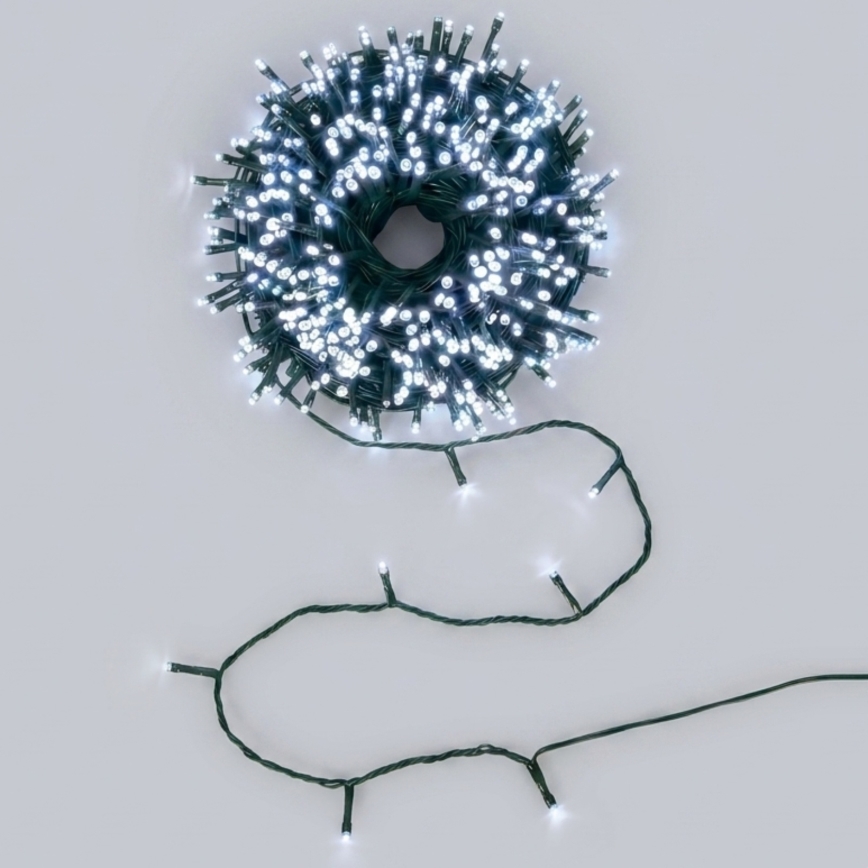 Aigostar - LED solcellsdriven julslinga 200 LED/8 funktioner, 22 m, IP65, kallvit, 800 mAh