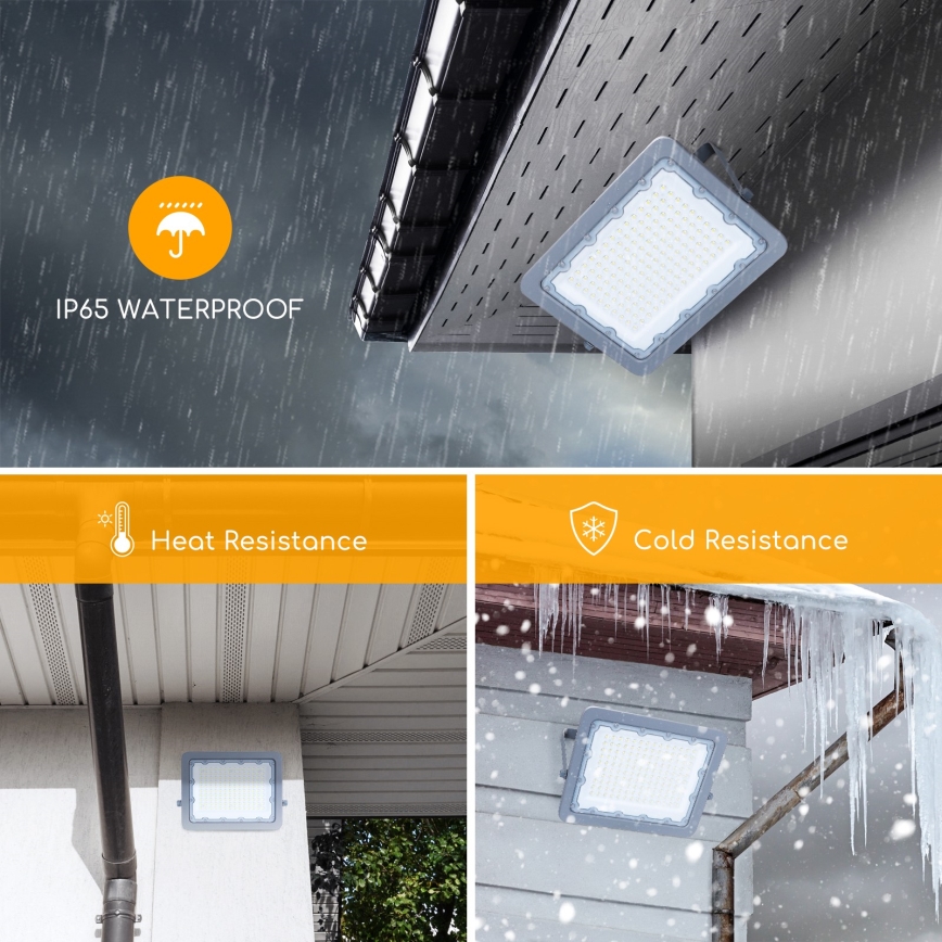 Aigostar - LED strålkastare LED/100W/230V grå 4000K IP65