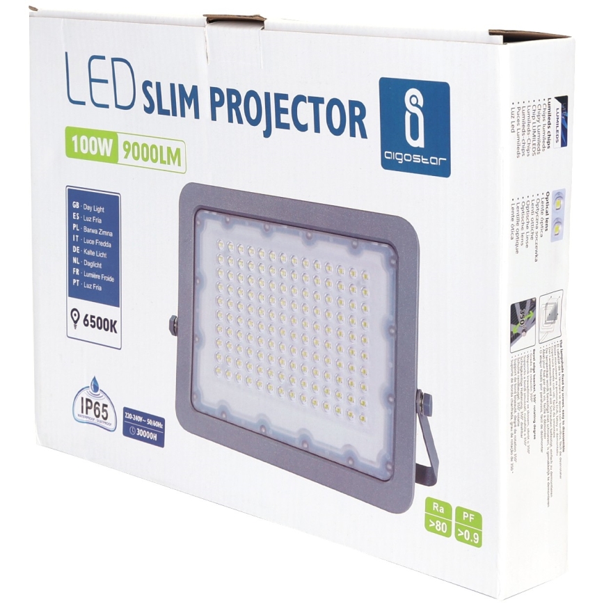 Aigostar - LED strålkastare LED/100W/230V grå 6500K IP65