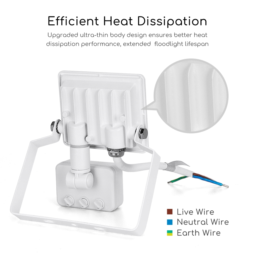 Aigostar - LED Strålkastare med sensor LED/10W/230V 4000K IP65 vit
