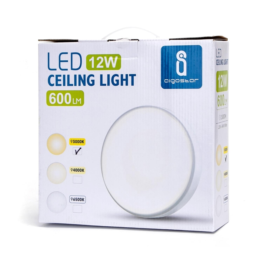 Aigostar - LED taklampa LED/12W/230V 3000K  d. 23 cm vit