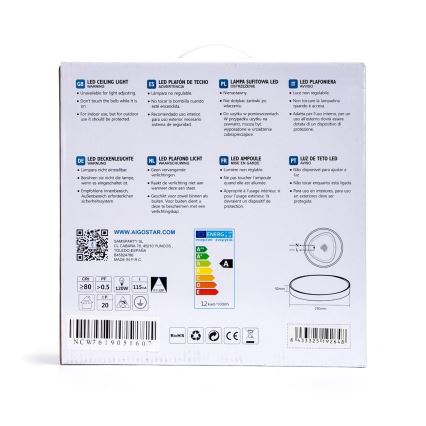 Aigostar - LED taklampa LED/12W/230V 3000K  d. 23 cm vit