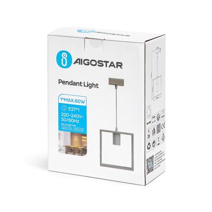 Aigostar - LED träpendel med sladd 1xE27/9W/230V 2200K tall