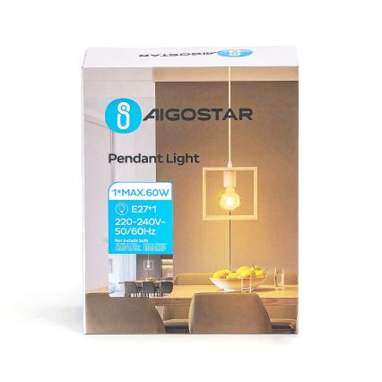 Aigostar - LED träpendel med sladd 1xE27/9W/230V 2200K tall