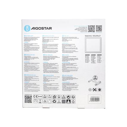 Aigostar - LED upphängd takpanel LED/40W/230V 3000K/4000K/6500K 60x60cm vit
