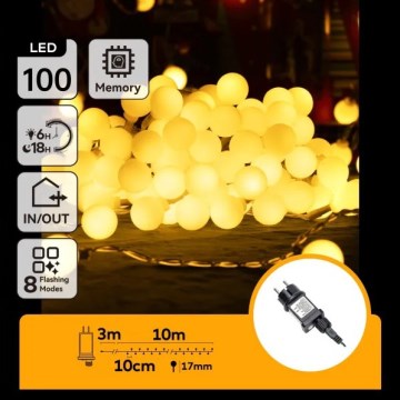 Aigostar - LED utomhus dekorationsljusslinga 100xLED/8 funktioner 10m IP44 varmvit